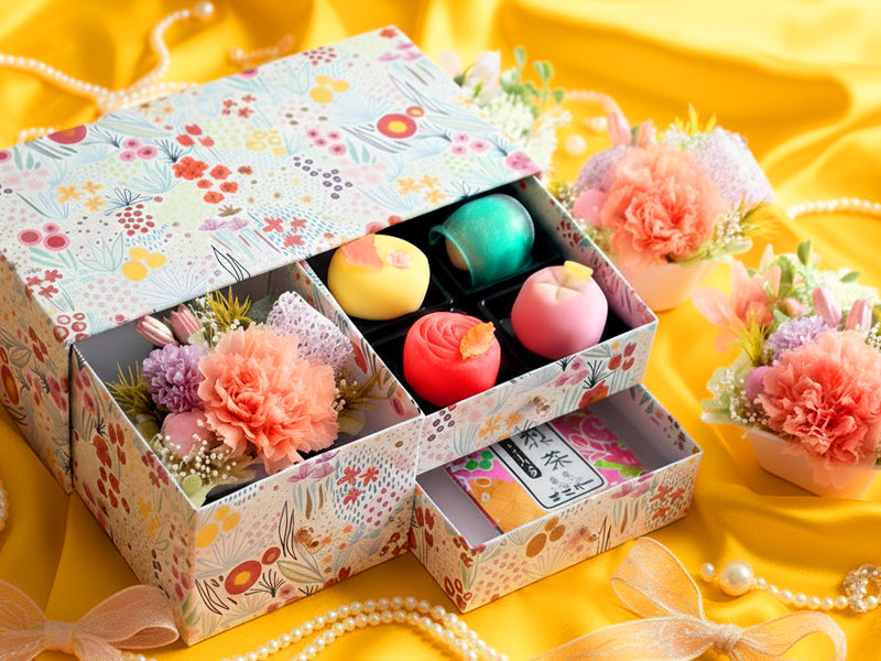 風味絶佳.山陰 母の日のプレゼント 人気 母の日ギフト 花 和菓子 スイーツ プリザーブドフラワー&上生菓子セット「旬麗(ときうらら)」 花とお菓子 50代 60代 70代 80代