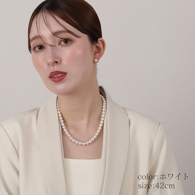 [VOTRE COUTURE] パールネックレス ピアス イヤリング セット 8mm 国産 真珠 冠婚葬祭 39cm 42cm 45cm ブランド10年保証