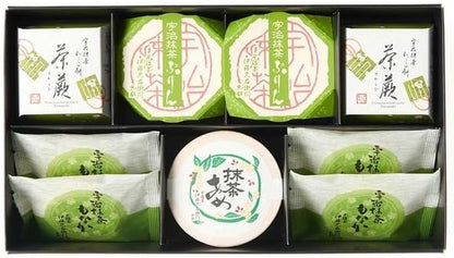 伊藤久右衛門 母の日 抹茶 お菓子 4種 9個入 詰め合わせ 彩菓綾 (わらび餅 ・ プリン×各2個 もなか×4個 あめ10粒入×1箱) 和菓子 ギフト お礼 プレゼント ギフト 50代 60代 70代 スイーツ
