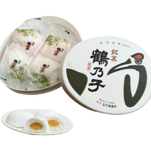 鶴の子 4個入り + オリジナルメッセージカード 石村 萬盛堂 マシュマロ 【1箱 】