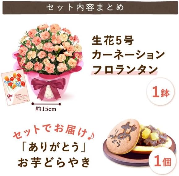 おいもや 母の日 2026 予約 プレゼント ギフト カーネーション 花 人気 鉢植え スイーツ お菓子 どら焼き オルフィカ MD