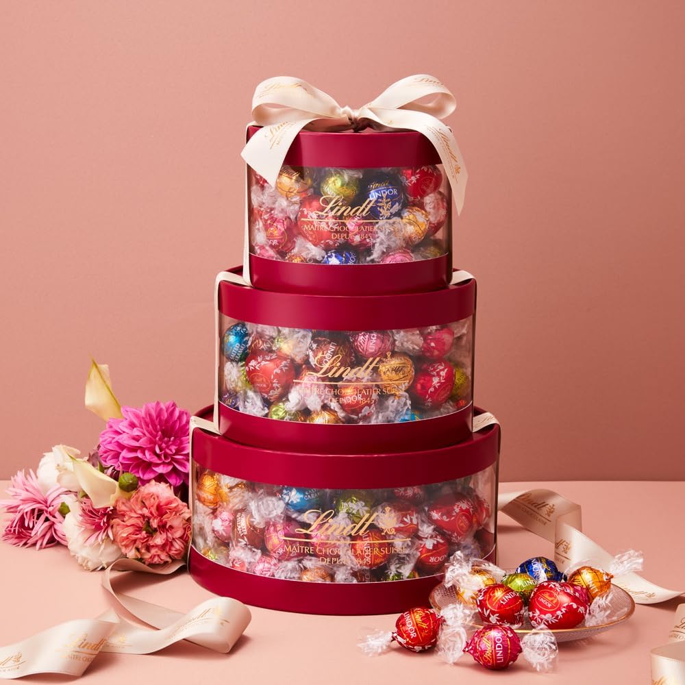 【Lindt公式】リンツ Lindt チョコレート リンドール ギフトボックス 31個入 バレンタイン 個包装 ギフト 手提げ袋付き ショッピングバッグL2付