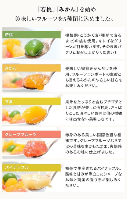 ふみこ農園 母の日 人気 ギフト お菓子 スイーツ 内祝い 洋菓子 ご贈答 和歌山県産若桃入 フルーツミックスコンポート140g×4本（母の日専用包装紙）（mom）