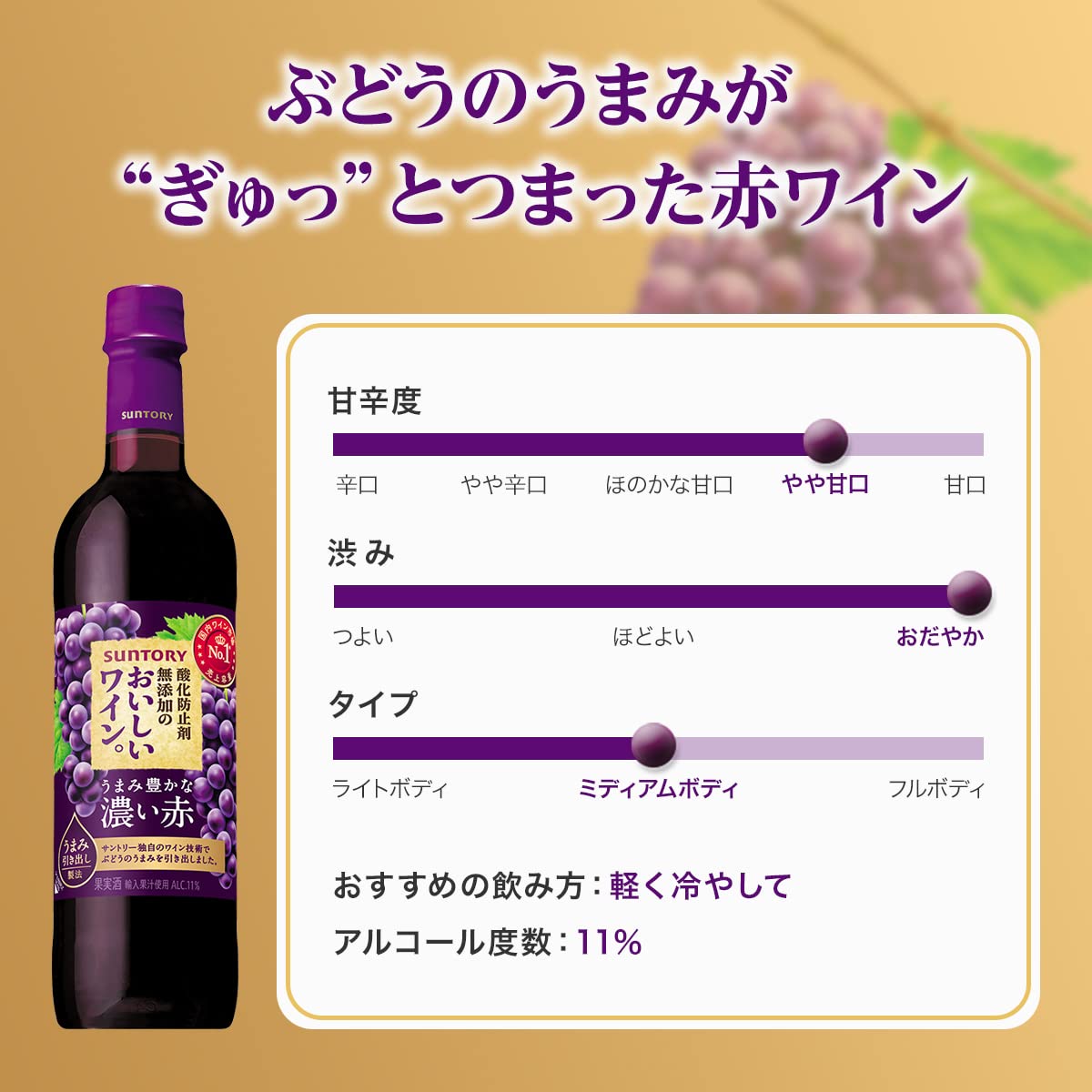 酸化防止剤無添加のおいしいワイン。 濃い赤 [赤ワイン 日本 720ml×12本]