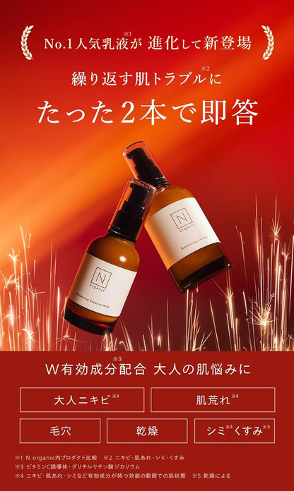 【母の日ギフトセット】N organic Basic スキンケア特別セット(化粧水 乳液 巾着ポーチ 紙袋) 約2ヶ月分 プレゼント 女性 記念日 義母 保湿力 ハリ 乾燥肌 敏感肌 肌荒れ 柑橘系の香り エヌオーガニック