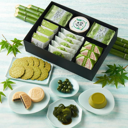 伊藤久右衛門 母の日 抹茶 お菓子 4種 9個入 詰め合わせ 彩菓綾 (わらび餅 ・ プリン×各2個 もなか×4個 あめ10粒入×1箱) 和菓子 ギフト お礼 プレゼント ギフト 50代 60代 70代 スイーツ