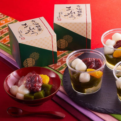 伊藤久右衛門 母の日 宇治抹茶あんみつ 4個入 (ゼリー 寒天 白玉 小豆 抹茶蜜 みかん) あんみつ ギフト 誕生日 プレゼント 50代 60代 70代 スイーツ お菓子