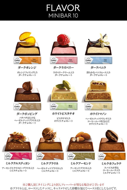 ガレー Galler チョコレート ベルギー王室御用達 ミニバー 10本入り 母の日 ギフト プレゼント スイーツ お菓子 個包装 お取り寄せ 手提げ袋付き