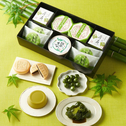 伊藤久右衛門 母の日 抹茶 お菓子 4種 9個入 詰め合わせ 彩菓綾 (わらび餅 ・ プリン×各2個 もなか×4個 あめ10粒入×1箱) 和菓子 ギフト お礼 プレゼント ギフト 50代 60代 70代 スイーツ
