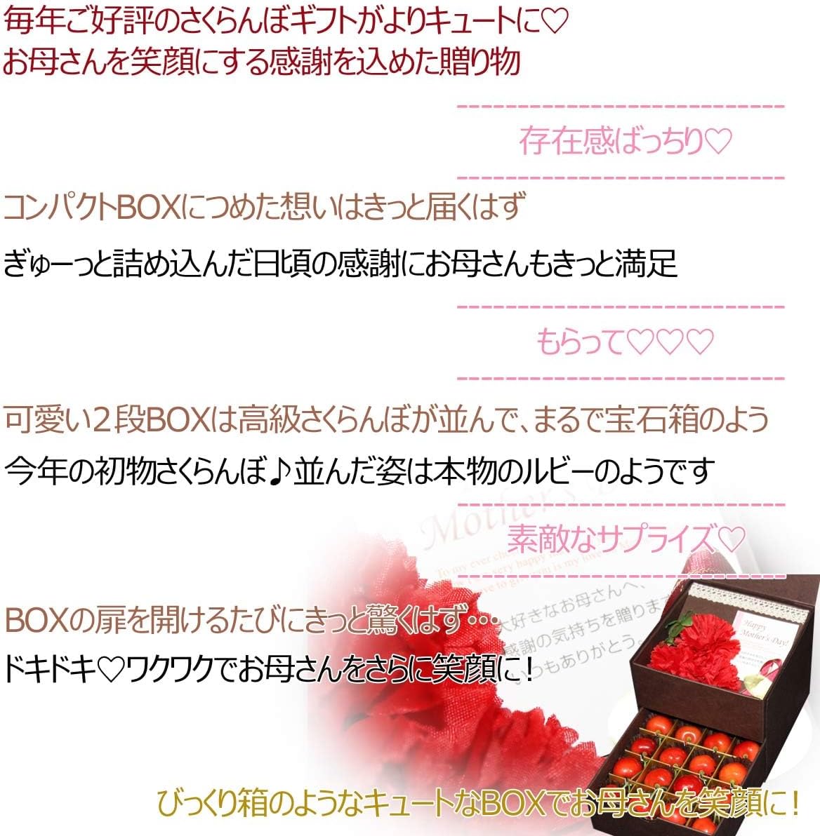 【母の日までお届け】2026 母の日 成澤農園 さくらんぼ ギフト 佐藤錦 M玉 化粧箱入 カーネーション & メッセージカード 付