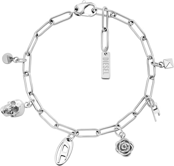 Diesel オールジェンダー ステンレススチールブレスレット, One Size, 金属, 宝石なし