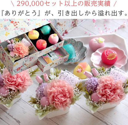風味絶佳.山陰 母の日のプレゼント 人気 母の日ギフト 花 和菓子 スイーツ プリザーブドフラワー＆上生菓子セット「旬麗（ときうらら）」 花とお菓子 50代 60代 70代 80代