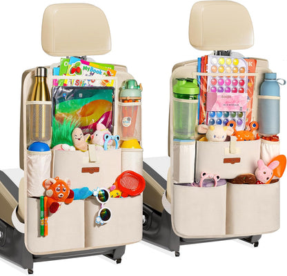 SURDOCA シートバックポケット 車 収納ポケット キックガード 後部座席収納バッグ ベビー用品 子供用品 車内収納袋 11インチtablet収納可能 荷物入れ 防汚 (ブラック, 1枚)