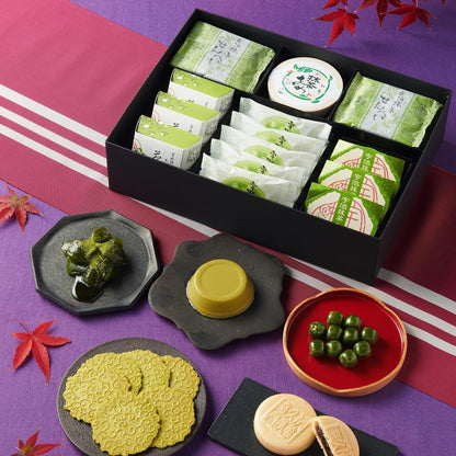 伊藤久右衛門 母の日 抹茶 お菓子 4種 9個入 詰め合わせ 彩菓綾 (わらび餅 ・ プリン×各2個 もなか×4個 あめ10粒入×1箱) 和菓子 ギフト お礼 プレゼント ギフト 50代 60代 70代 スイーツ