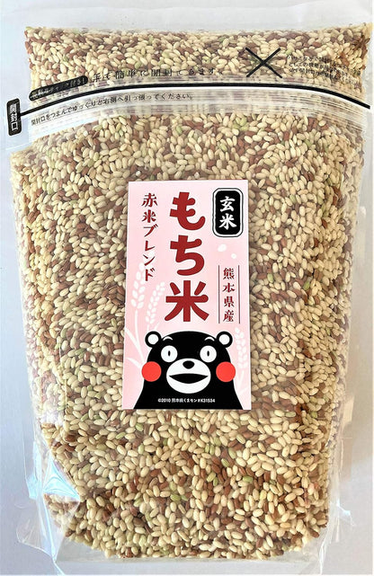 【熊本県産】 もち米 玄米 赤米 ブレンド 1.8kg 餅米 モチモチ食感・残留農薬ゼロ・放射能ゼロ・重金属基準クリア・真空用パックチャック付き